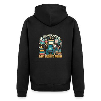 Schulberater Job Arbeit Berufsberatung - Unisex Premium Bio Zip Hoodie - Schwarz - Hinten - Nico (187cm)
