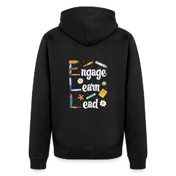 Ell-lehrer, Der Englischlerner Unterrichtet - Unisex Premium Bio Zip Hoodie - Schwarz - Hinten - Nico (187cm)