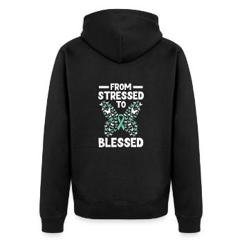Trouble de stress, santé mentale, - Veste à capuche bio Premium Unisexe - noir - Dos - Nico (187cm)