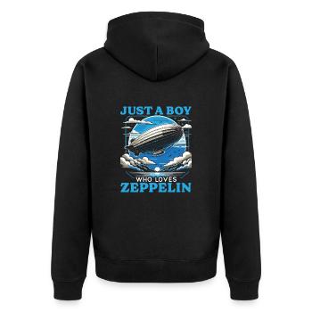 Zeppelin for Boys - Unisex Premium Organic Zip Hoodie - black - Back - Nico (187cm)
