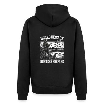 Chasseur de canards, Duckaholic, Sauvagine, Chasse au canard - Veste à capuche bio Premium Unisexe - noir - Dos - Nico (187cm)