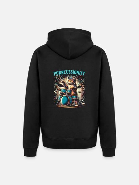 Animal drummer, percussion musician - Unisex Premium Organic Zip Hoodie - black