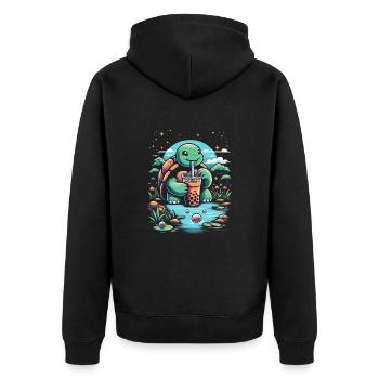 Funny Boba Tea Lover Bubble Tea Drink Kawaii - Unisex Premium Organic Zip Hoodie - black - Back - Nico (187cm)
