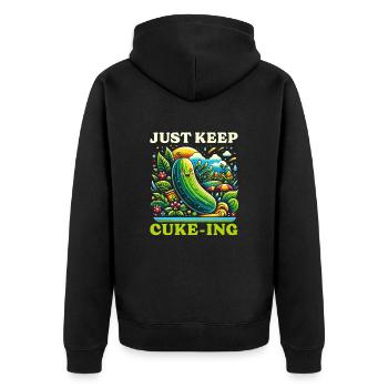 Lustiger Gurken-vegan-gemüseliebhaber-vegetarier - Unisex Premium Bio Zip Hoodie - Schwarz - Hinten - Nico (187cm)