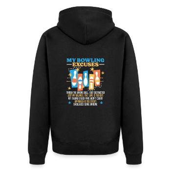 Lustige Bowlingkugel-bowlingbahn-splinte Sport - Unisex Premium Bio Zip Hoodie - Schwarz - Hinten - Nico (187cm)
