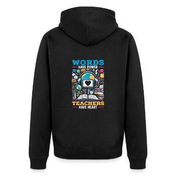 Ell-lehrer, Der Englischlerner Unterrichtet - Unisex Premium Bio Zip Hoodie - Schwarz - Hinten - Nico (187cm)