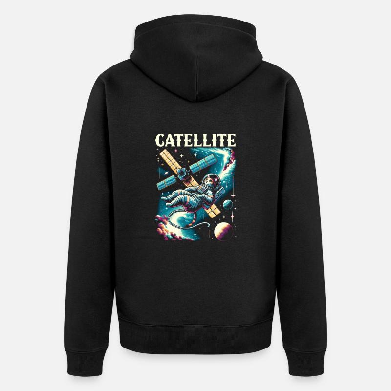 Chat cosmonaute astronaute - Veste à capuche bio Premium Unisexe - noir