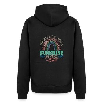Ihr Kleiner Sarkastischer Sonnenstrahl Ist Da - Unisex Premium Bio Zip Hoodie - Schwarz - Hinten - Nico (187cm)