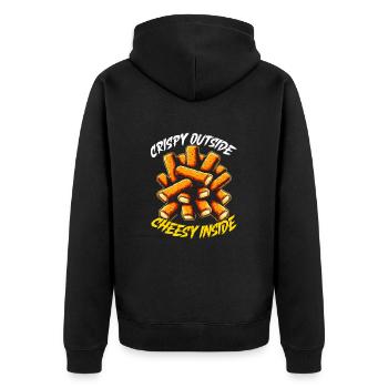 Mozzarella-Sticks lustig Essen - Unisex Premium Bio Zip Hoodie - Schwarz - Hinten - Nico (187cm)