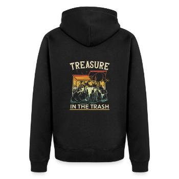 Müllcontainer-liebhaber, Der Müll Pflückt, - Unisex Premium Bio Zip Hoodie - Schwarz - Hinten - Nico (187cm)
