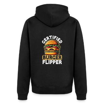 Hamburger-fast-food-burger-liebhaber-feinschmecker - Unisex Premium Bio Zip Hoodie - Schwarz - Hinten - Nico (187cm)