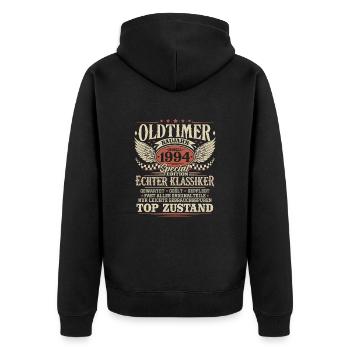 Oldtimer Baujahr 1994 Jahrgang Geburtstag Geschenk - Unisex Premium Bio Zip Hoodie - Schwarz - Hinten - Nico (187cm)