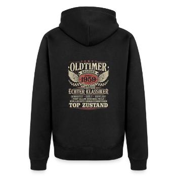 Oldtimer Baujahr 1959 Jahrgang Geburtstag Geschenk - Unisex Premium Bio Zip Hoodie - Schwarz - Hinten - Nico (187cm)