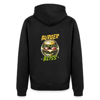 Hamburger-fast-food-burger-liebhaber-feinschmecker - Unisex Premium Bio Zip Hoodie - Schwarz - Hinten - Nico (187cm)