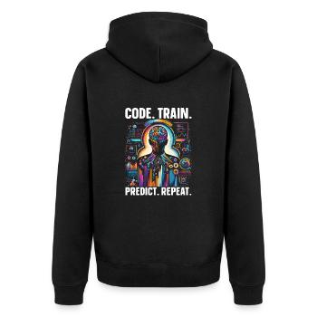 Künstliche Intelligenz, Ki, Maschinelles Lernen - Unisex Premium Bio Zip Hoodie - Schwarz - Hinten - Nico (187cm)