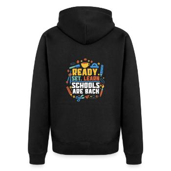 Zurück Zur Schule Kleidung Bildung Lehrer Schüler - Unisex Premium Bio Zip Hoodie - Schwarz - Hinten - Nico (187cm)