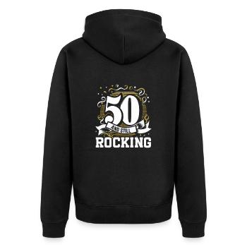 50th Birthday Party Bday Fiftieth Birthday - Unisex Premium Organic Zip Hoodie - black - Back - Nico (187cm)