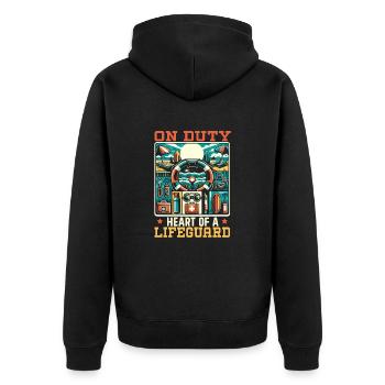 Job as a lifeguard in the swimming pool, - Unisex Premium Organic Zip Hoodie - black - Back - Nico (187cm)