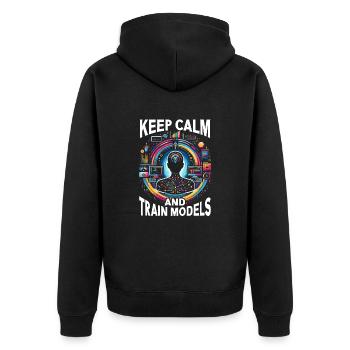 Künstliche Intelligenz, Ki, Maschinelles Lernen - Unisex Premium Bio Zip Hoodie - Schwarz - Hinten - Nico (187cm)