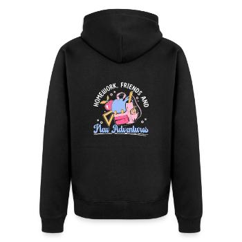 Zurück Zur Schule Kleidung Bildung Lehrer Schüler - Unisex Premium Bio Zip Hoodie - Schwarz - Hinten - Nico (187cm)