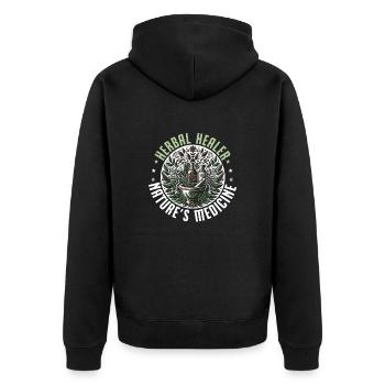 Herboristerie, Phytothérapie, Guérison naturelle - Veste à capuche bio Premium Unisexe - noir - Dos - Nico (187cm)