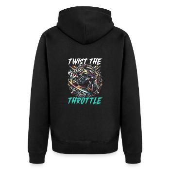 Lustiger Motorradliebhaber, Der Motorrad Fährt. - Unisex Premium Bio Zip Hoodie - Schwarz - Hinten - Nico (187cm)