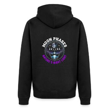 Mondphasen Symbol Astronomie Astrologie Vollmond - Unisex Premium Bio Zip Hoodie - Schwarz - Hinten - Nico (187cm)