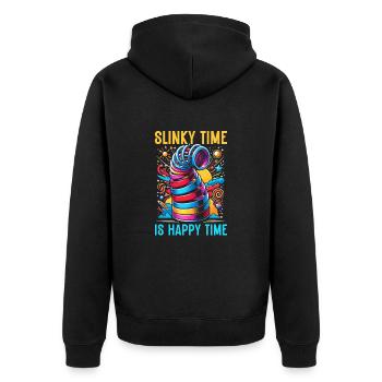 Slinky Stair Runner Hyperspring 90s - Unisex Premium Organic Zip Hoodie - black - Back - Nico (187cm)