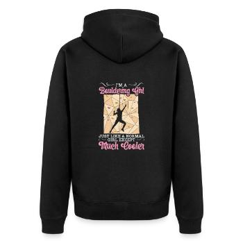 Boulder Mädchen Bouldern Klettern Geschenk - Unisex Premium Bio Zip Hoodie - Schwarz - Hinten - Nico (187cm)