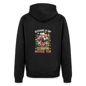 Happy Birthday, Celebrating Bday party, - Unisex Premium Organic Zip Hoodie - black - Back - Nico (187cm)