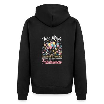 Happy Birthday, Celebrating Bday Party, - Unisex Premium Organic Zip Hoodie - black - Back - Nico (187cm)