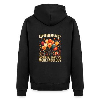 Happy Birthday, Celebrating Bday Party, - Unisex Premium Organic Zip Hoodie - black - Back - Nico (187cm)