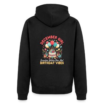 Alles Gute Zum Geburtstag, Feiernde Bday-party, - Unisex Premium Bio Zip Hoodie - Schwarz - Hinten - Nico (187cm)