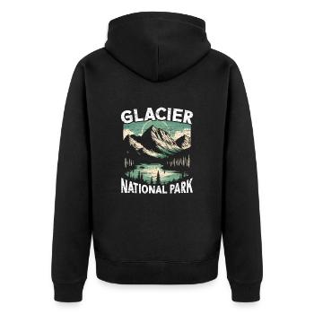 Glacier National Park Outdoor Tours USA America - Unisex Premium Organic Zip Hoodie - black - Back - Nico (187cm)
