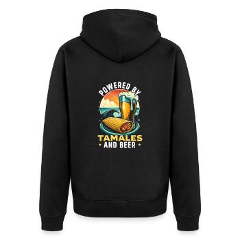 Mesoamerikanisches Gericht Tamales, Mexikanischer - Unisex Premium Bio Zip Hoodie - Schwarz - Hinten - Nico (187cm)