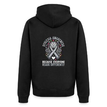 Mois de la sensibilisation à la dyslexie - Veste à capuche bio Premium Unisexe - noir - Dos - Nico (187cm)