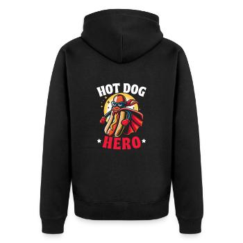 Hot Dog Lover Fast Food Gourmet Sausages - Unisex Premium Organic Zip Hoodie - black - Back - Nico (187cm)