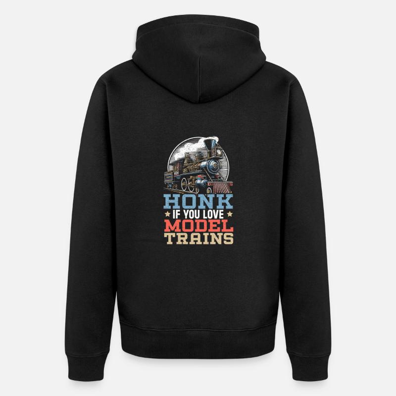 Modelleisenbahn Eisenbahn - Unisex Premium Bio Zip Hoodie - Schwarz