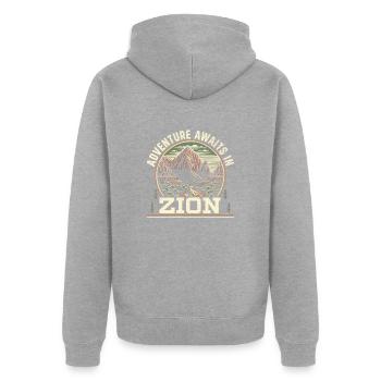 Parc national de Zion Outdoor Tours États-Unis Amérique - Veste à capuche bio Premium Unisexe - gris chiné - Dos - Nico (187cm)
