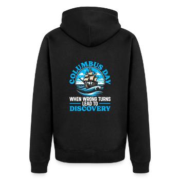 Columbus Day America 1492 USA Discovery - Unisex Premium Organic Zip Hoodie - black - Back - Nico (187cm)