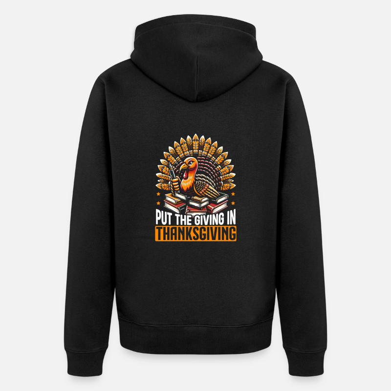 Dinde de Thanksgiving - Veste à capuche bio Premium Unisexe - noir