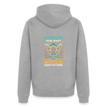 Indianischer Cherokee-apache-stamm Indianer - Unisex Premium Bio Zip Hoodie - Grau meliert - Hinten - Nico (187cm)