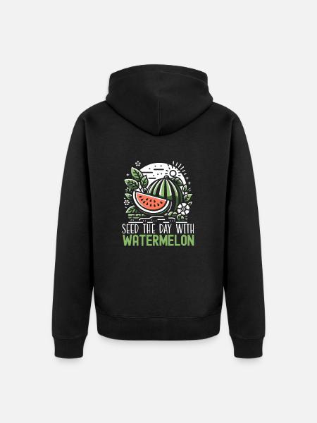 Été drôle de pastèque - Veste à capuche bio Premium Unisexe - noir