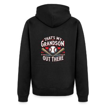 Baseball-oma Sport Baseball-liebhaber-großmutter - Unisex Premium Bio Zip Hoodie - Schwarz - Hinten - Nico (187cm)