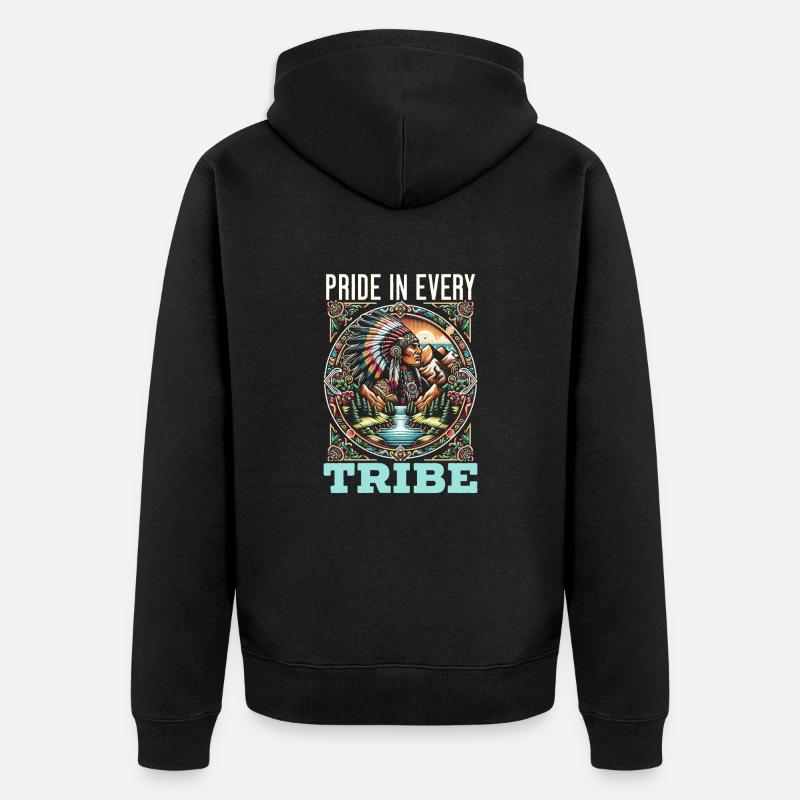 Tribu amérindienne Cherokee Apache - Veste à capuche bio Premium Unisexe - noir