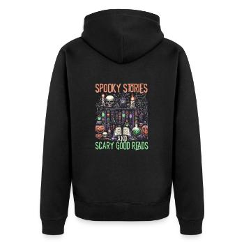 Livres amusants sur les costumes d'Halloween - Veste à capuche bio Premium Unisexe - noir - Dos - Nico (187cm)