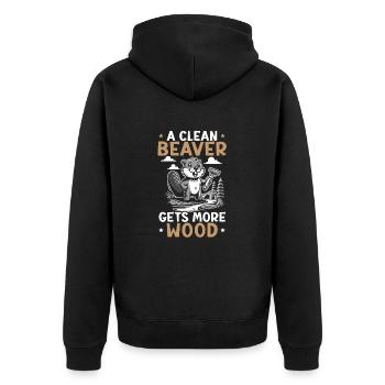 Animal rongeur drôle amoureux du castor - Veste à capuche bio Premium Unisexe - noir - Dos - Nico (187cm)