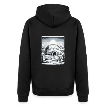 Igloo Ice Snow Flake Winter - Unisex Premium Organic Zip Hoodie - black - Back - Nico (187cm)