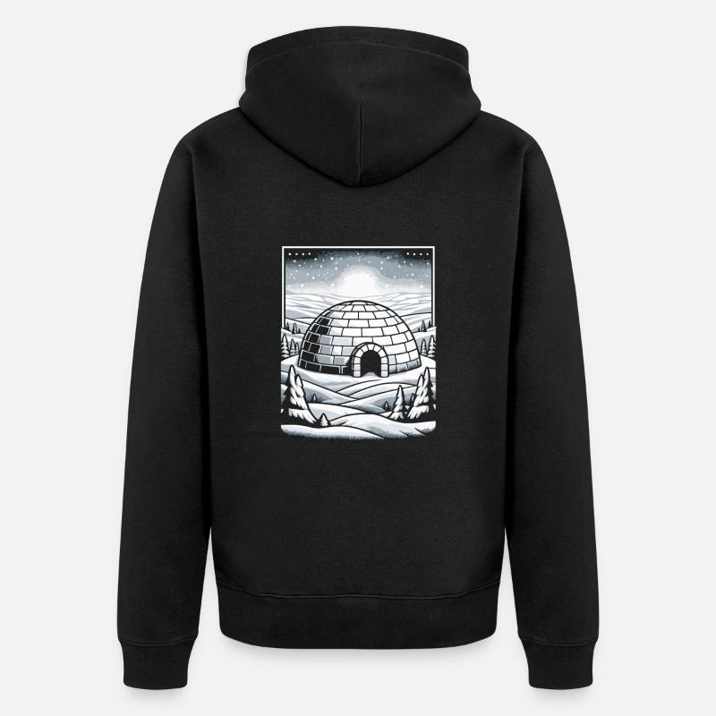 Iglu Eisschnee-Flocke Winter - Unisex Premium Bio Zip Hoodie - Schwarz