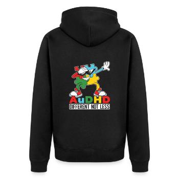 Audhd-behinderung er Autismus Adhs - Unisex Premium Bio Zip Hoodie - Schwarz - Hinten - Nico (187cm)